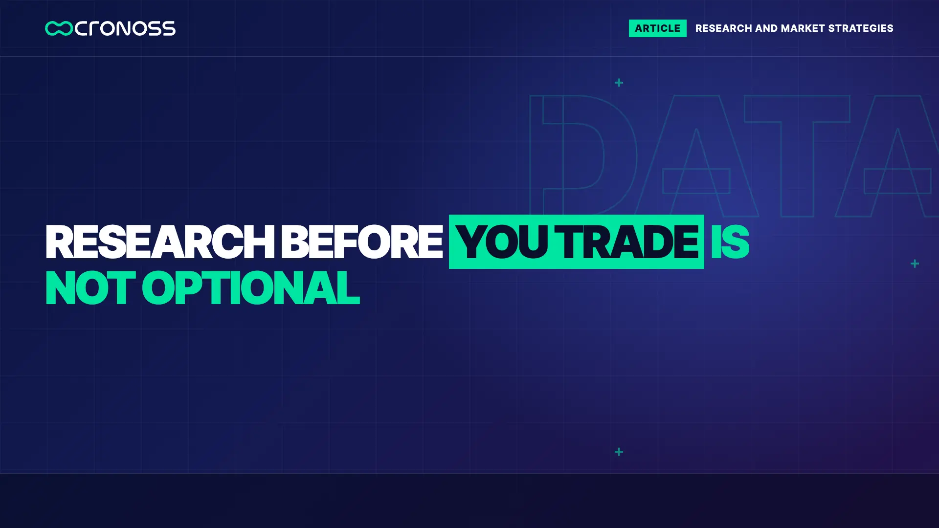 Title-only cover with the headline saying research before trading is not optional.