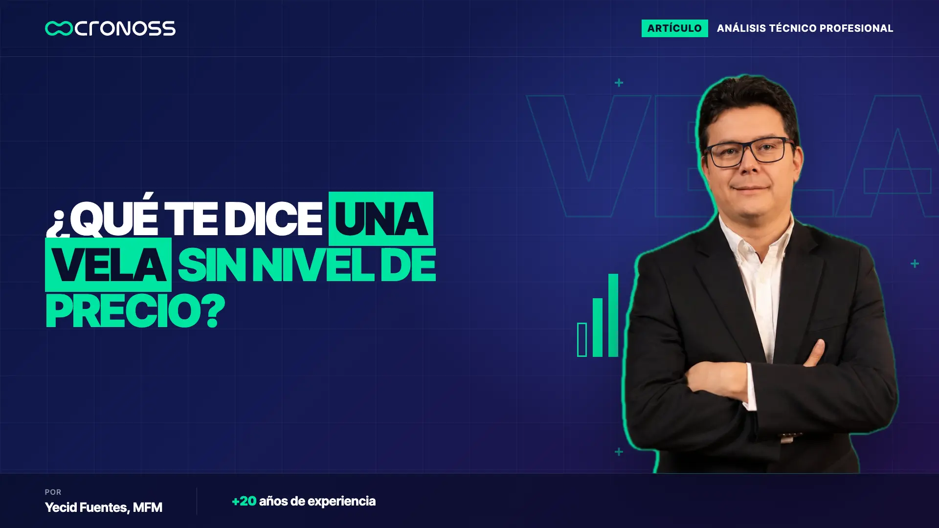 Portada con el titular sobre qué te dice una vela japonesa sin nivel de precio, con Yecid Fuentes a la derecha.