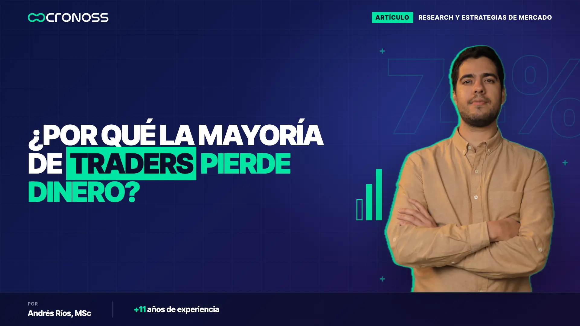 Portada con el titular sobre por qué la mayoría de traders minoristas pierde dinero, con Andrés Ríos a la derecha.